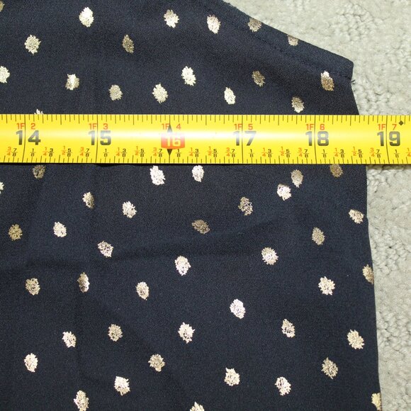 J. Crew Women's Size 6 Black w/ Metallic Gold Dots Ruffle Cap Sleeve V Neck - Picture 5 of 5